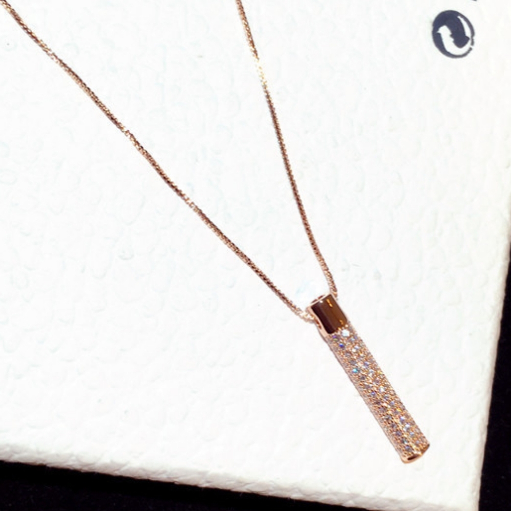 14k Rose gold & sterling sliver diamond necklace - Picture 4 of 10